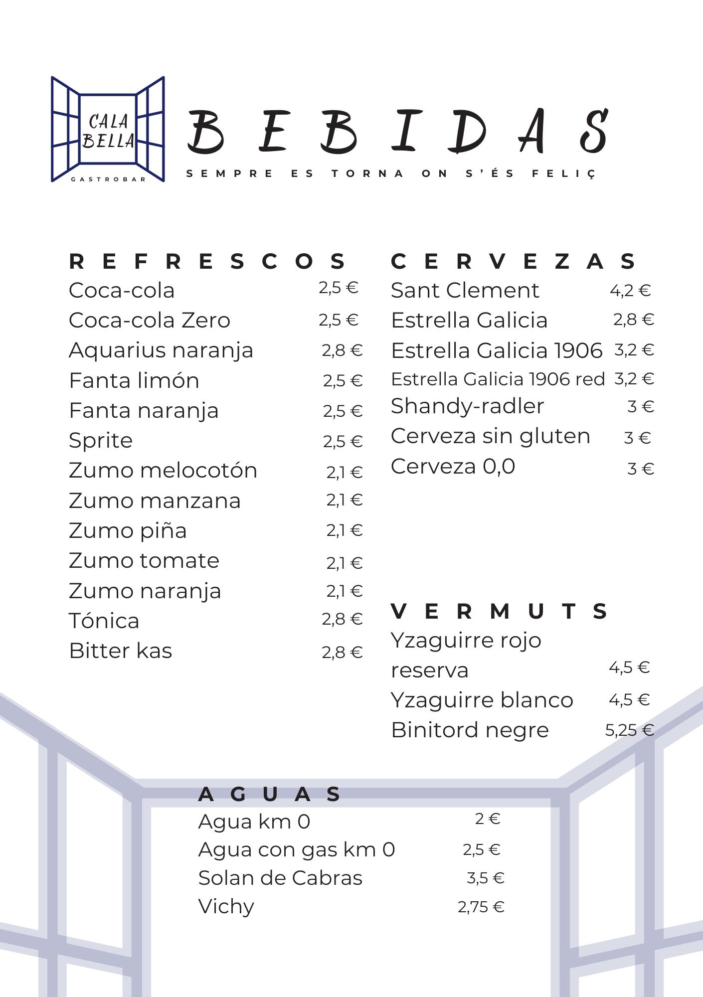 carta bebidas